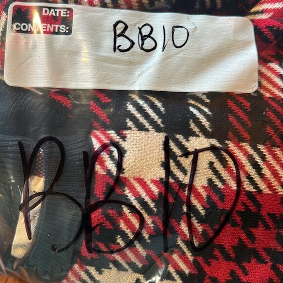 Marled Plaid Knit Sweater Black Red Women's Large L Holiday Houndstooth Checker - Picture 8 of 8